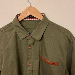 Trendy Men’s Olive Button Up